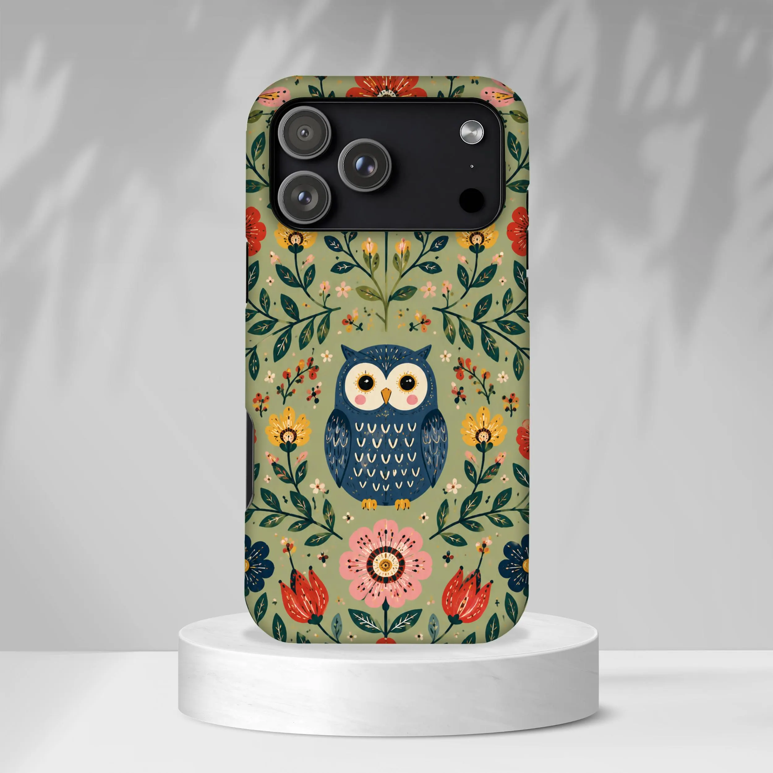 Floral Owl Tough iPhone Case | Cute Botanical Protective Cover