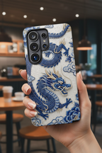 Asian Zodiac Dragon Samsung Galaxy Phone Case V2 | Blue & White Porcelain Luxury Protective Case | Year of the Dragon Gift