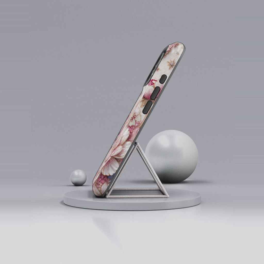 Cover iPhone MagSafe "Floral Moon Tough" | Guscio Protettivo Peonia Rosa Vintage