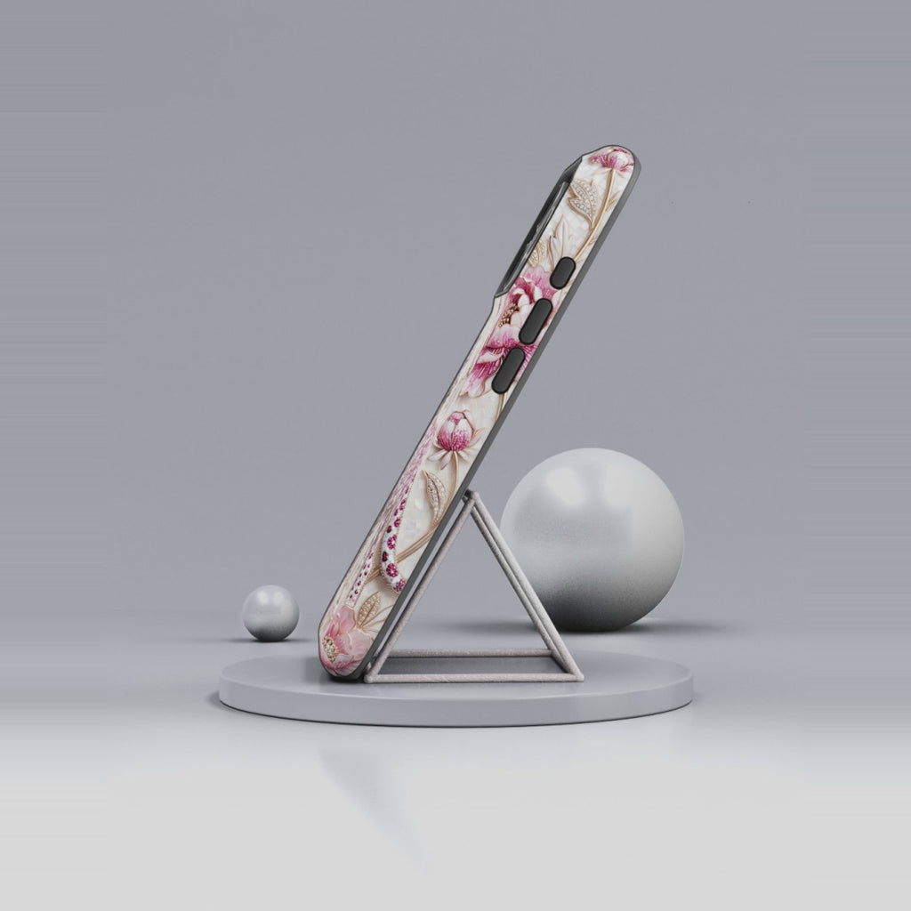 Floral Leopard Moon MagSafe iPhone Case | Pink Vintage Botanical Protective Cover