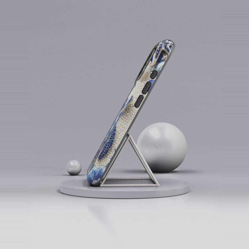 Sea Turtle Blue Ceramic Pattern MagSafe iPhone Case