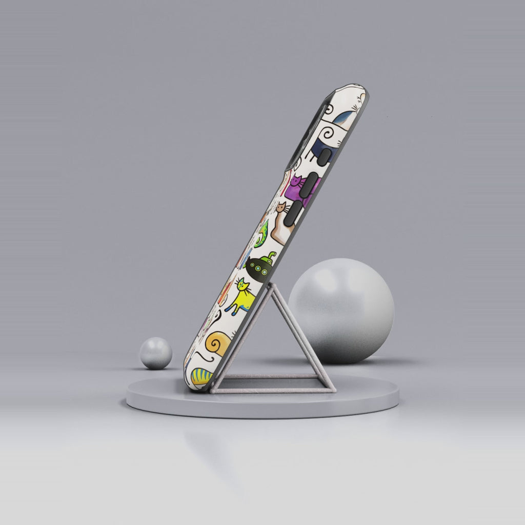 Custodia MagSafe resistente per iPhone con motivo a gatto | Gatti colorati dei cartoni animati