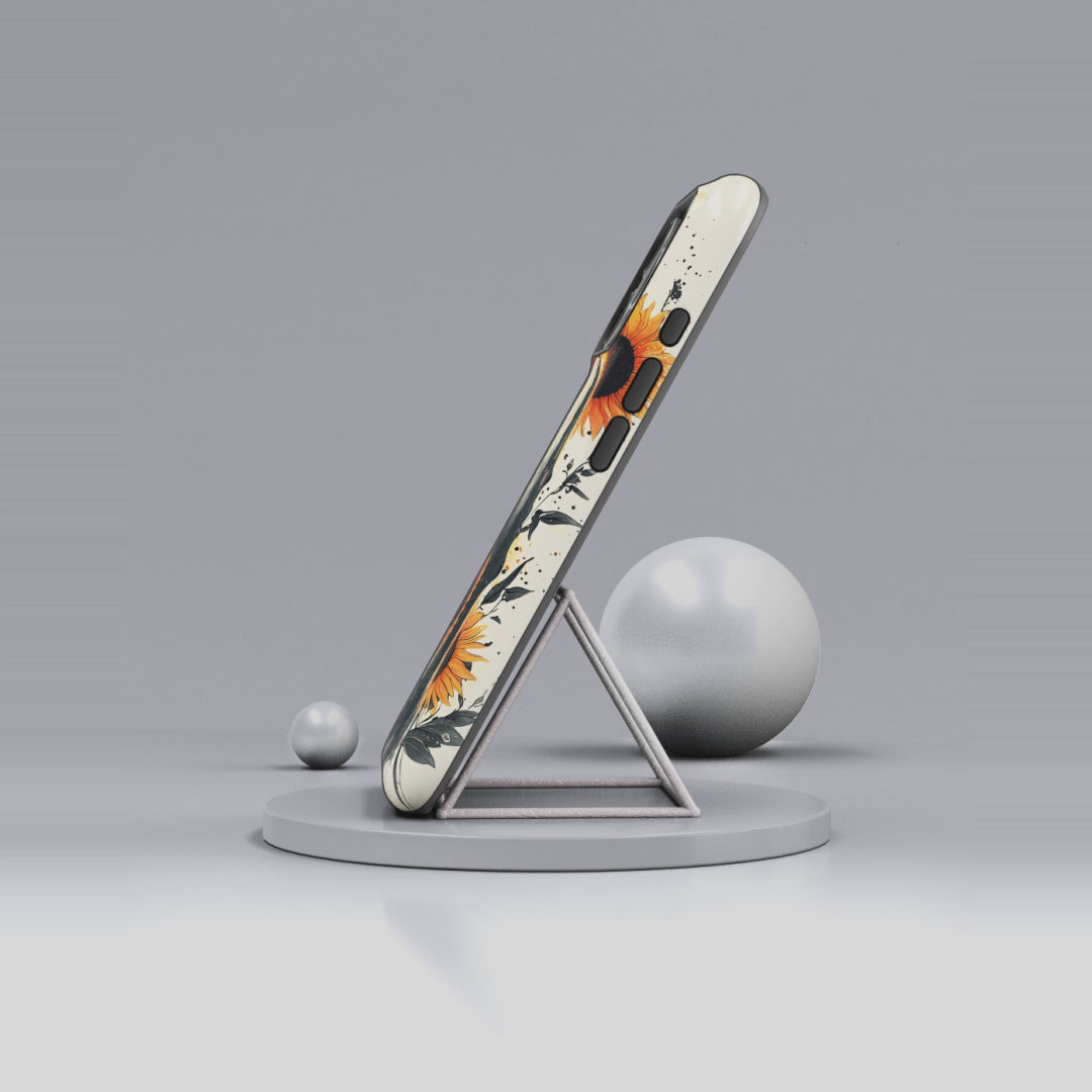 Sunflower Moon Art iPhone Case | Floral Celestial