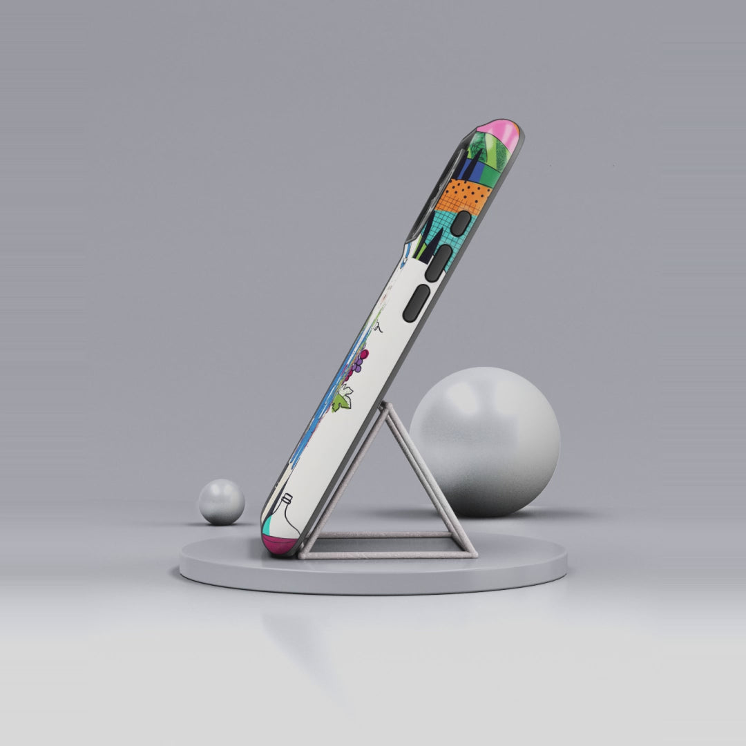 Dapper Polar Bear Wine Lover Illustrated Protective MagSafe iPhone Case