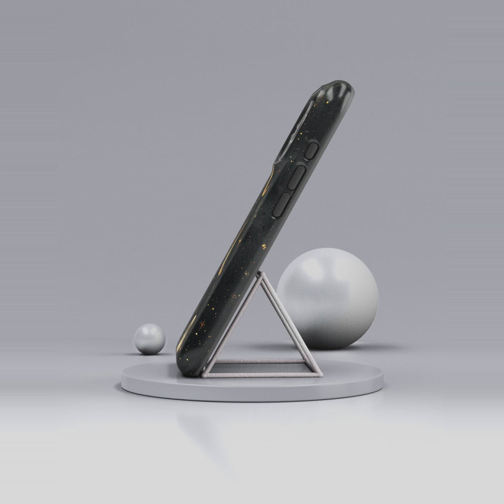 Celestial Moon Phases Tough iPhone Case | Gold Crescent & Full Moon Galaxy Design