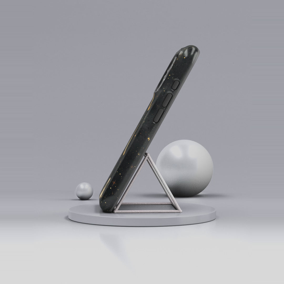 Celestial Moon Phases Tough iPhone Case | Gold Crescent & Full Moon Galaxy Design