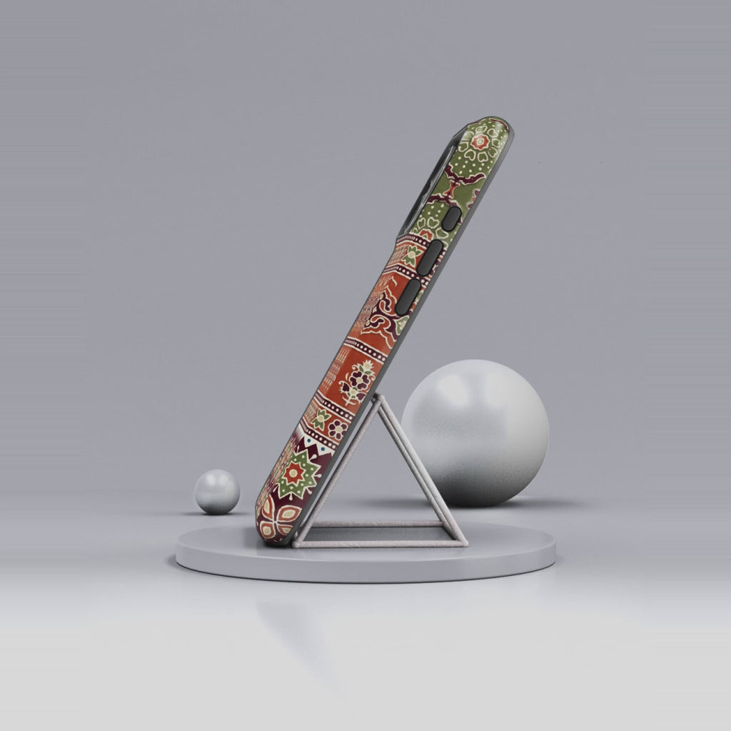 Batik Floral Protective Tough MagSafe iPhone Case