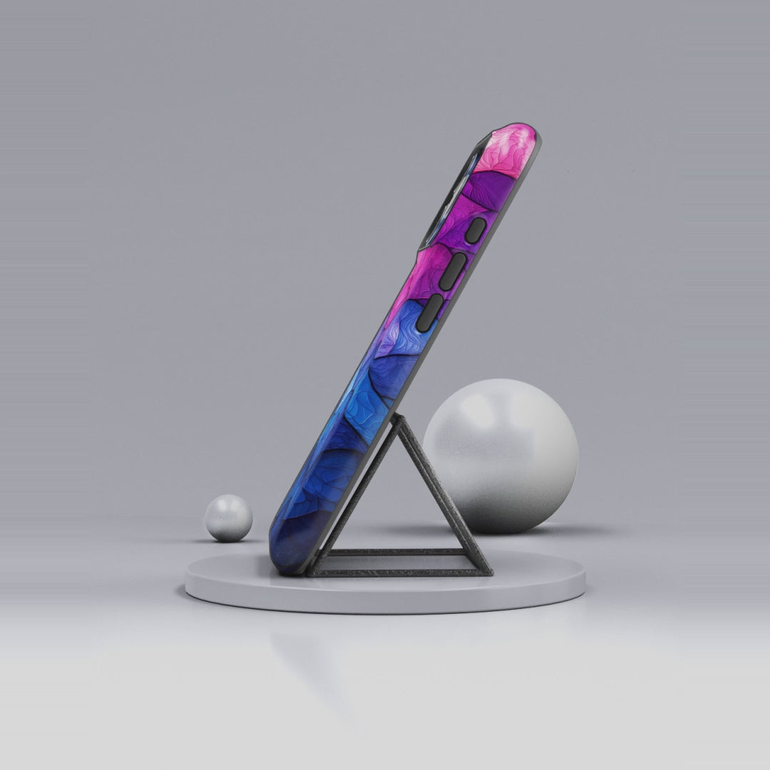 Abstract Ocean Waves iPhone Case — Pink & Blue Gradient Tough Case