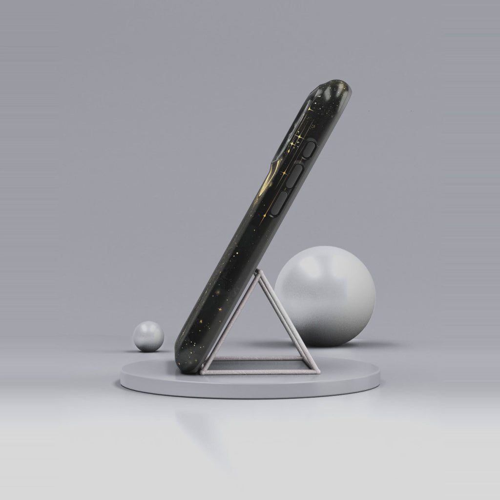 Moonlit Crescent Tough iPhone Case | Gold Stars Night Sky