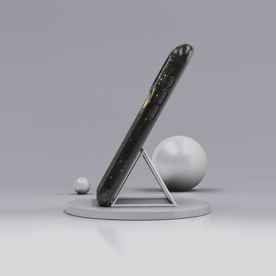 Moonlit Crescent Tough iPhone Case | Gold Stars Night Sky