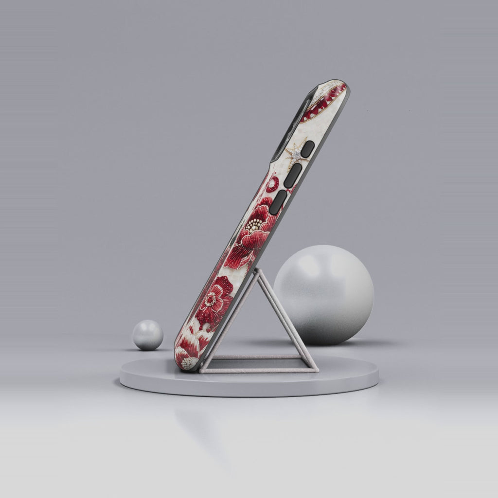 Cover MagSafe per iPhone con Fiori e Coccinella | Custodia Protettiva Rigida Vintage con Maggiolino Rosso