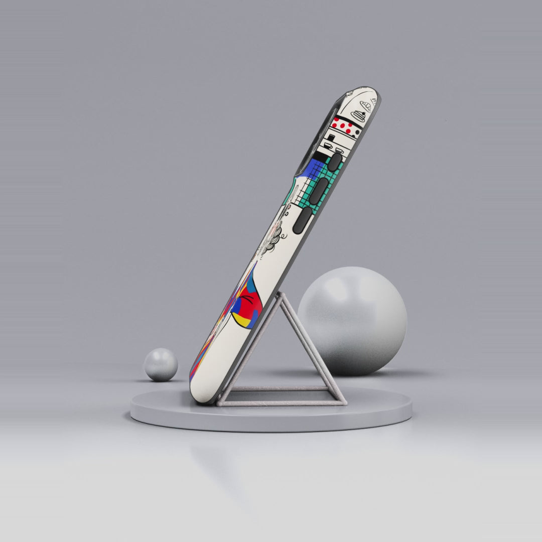 Retro Cafe MagSafe iPhone Case | Colourful Chic Woman Illustration