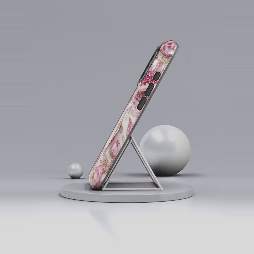 Custodia rigida Koi Lotus — Cover iPhone con pesci floreali rosa