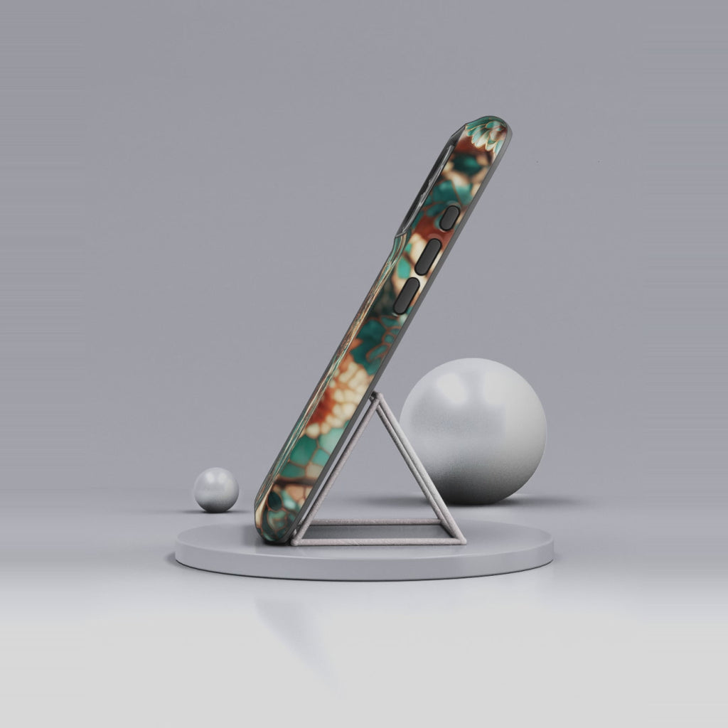 Custodia rigida per iPhone Owl Forest | Custodia protettiva rustica con animali selvatici color verde acqua e marrone