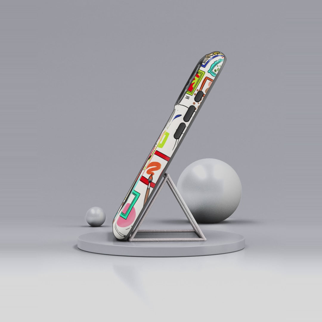 Cover per iPhone con illustrazione di galleria d'arte | Design con donna e cornici carine