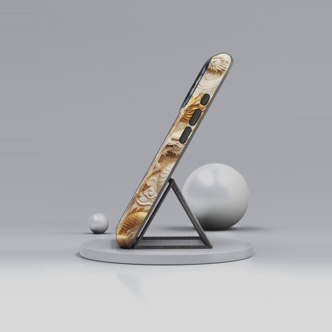 Dragon Relief iPhone Case — Gold Carved Dragon Protective Cover