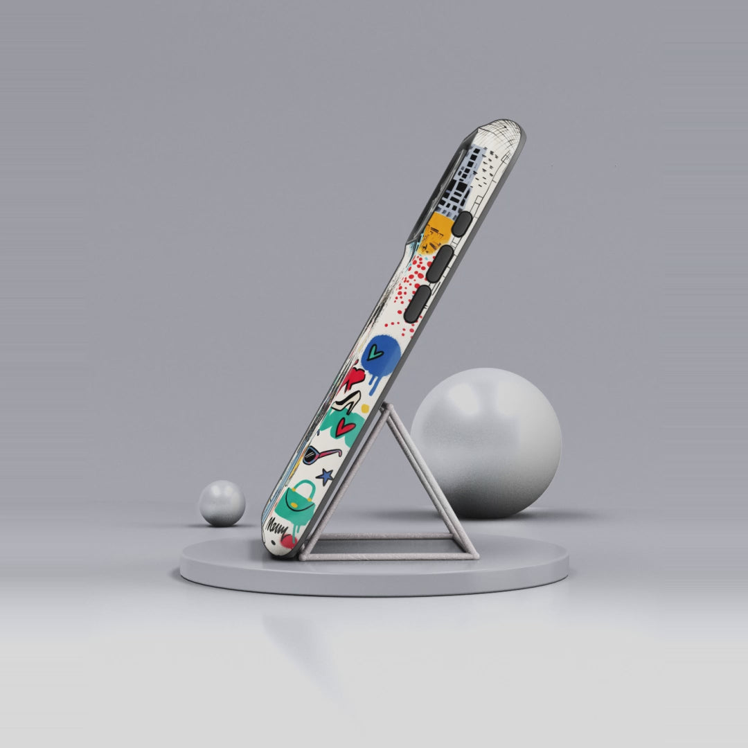 Punk City Cat Graffiti Design MagSafe iPhone Case