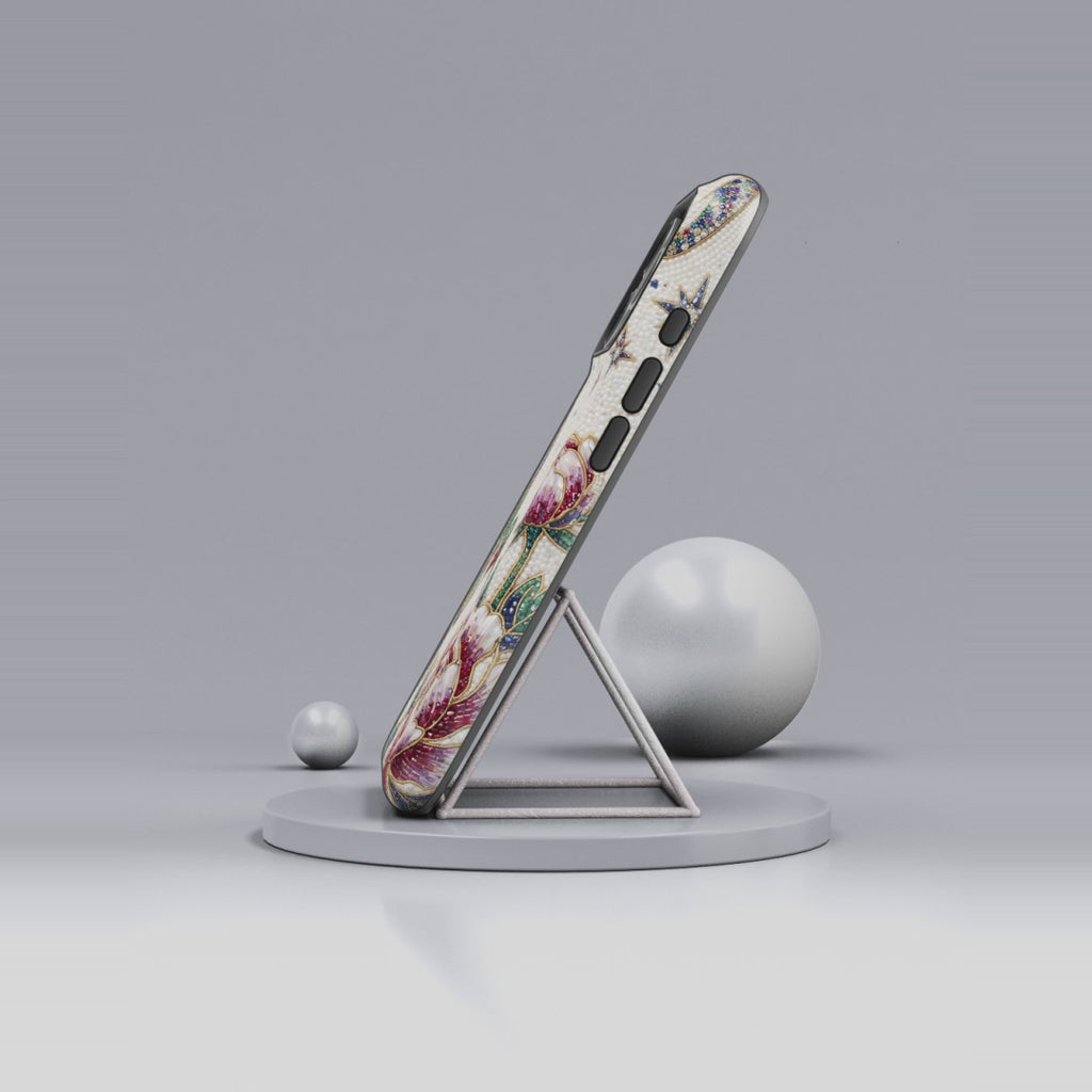 Hummingbird Moon Tough iPhone Case | Floral Celestial Protective Cover