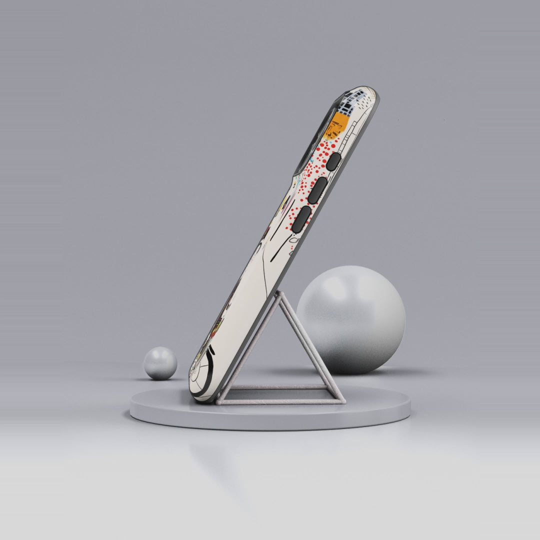 Vintage Grandpa Rider Motorcycle MagSafe iPhone Case | Illustrated Cityscape