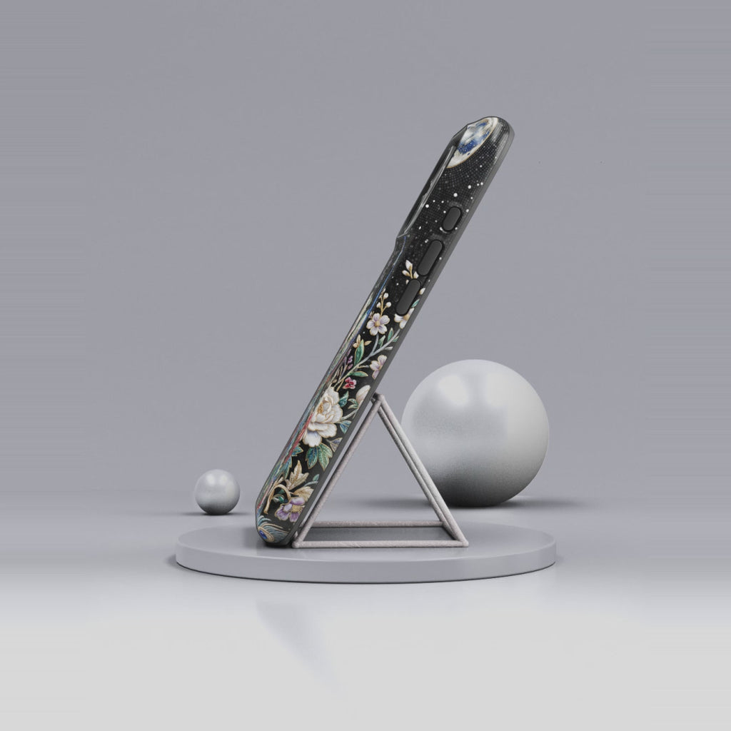 Peacock Moon Tough MagSafe iPhone Case | Elegant Floral Phone Case