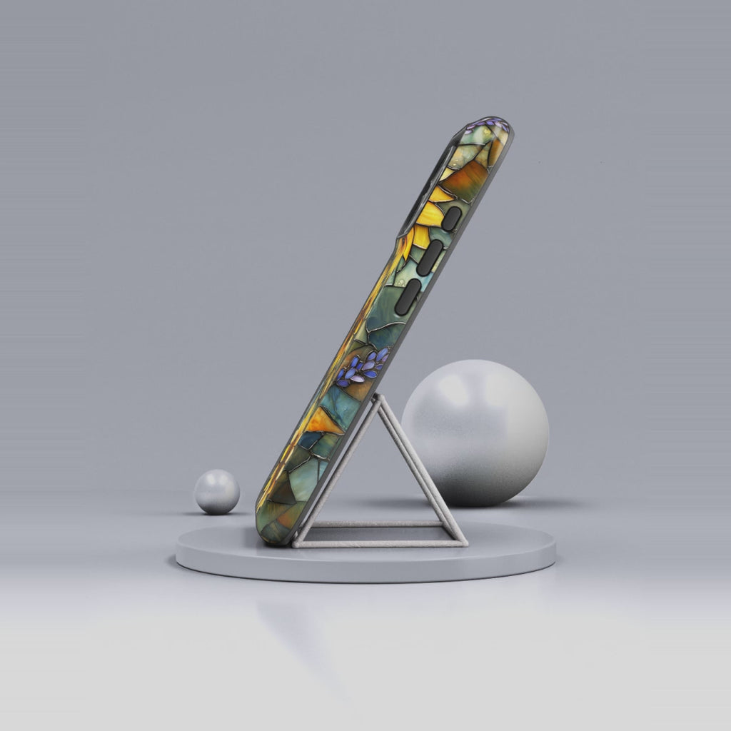 Sunflower Stained Glass Tough iPhone Case | Floral Protective Cover