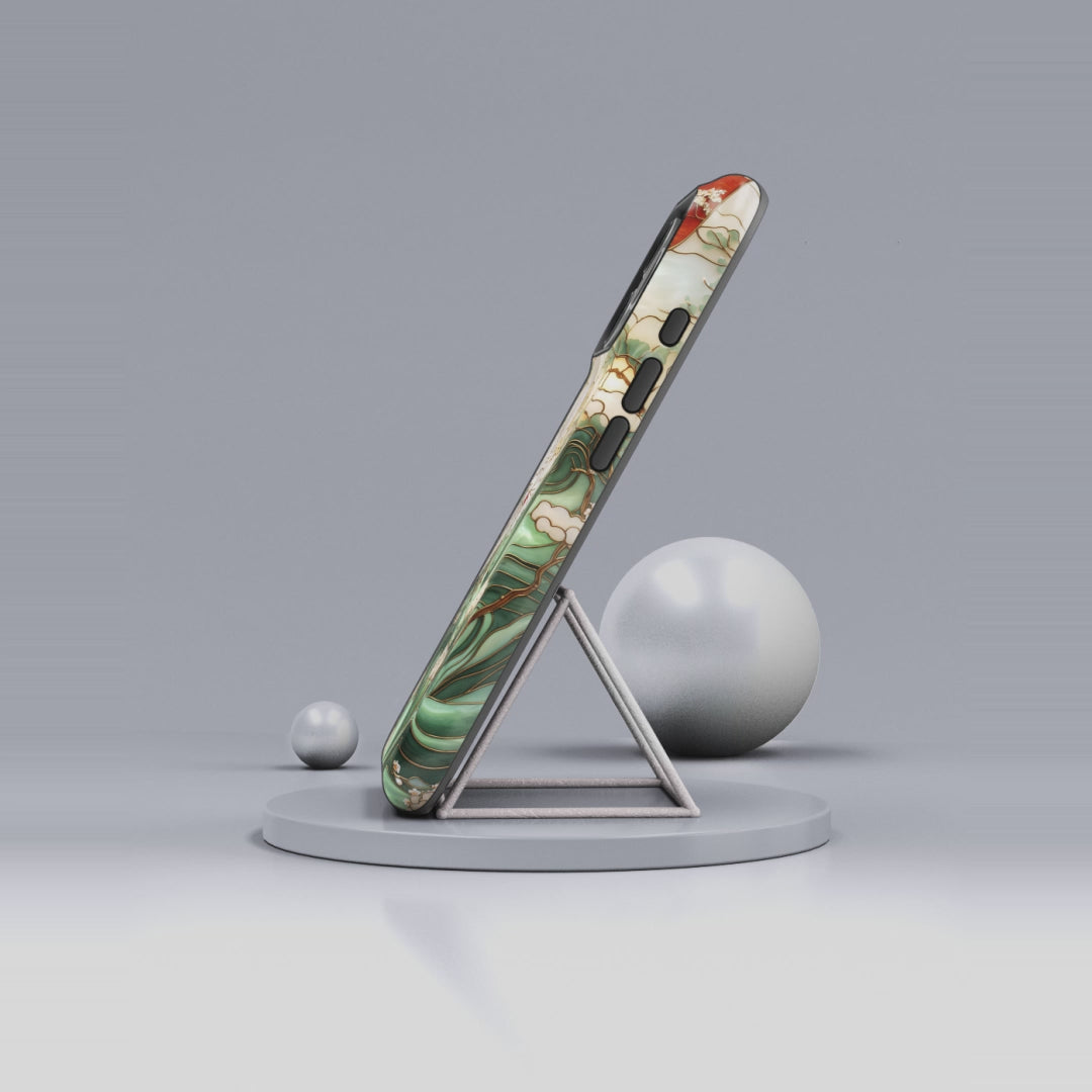 Cranes & Waves Protective iPhone Case | Japanese-Inspired Art Phone Cover